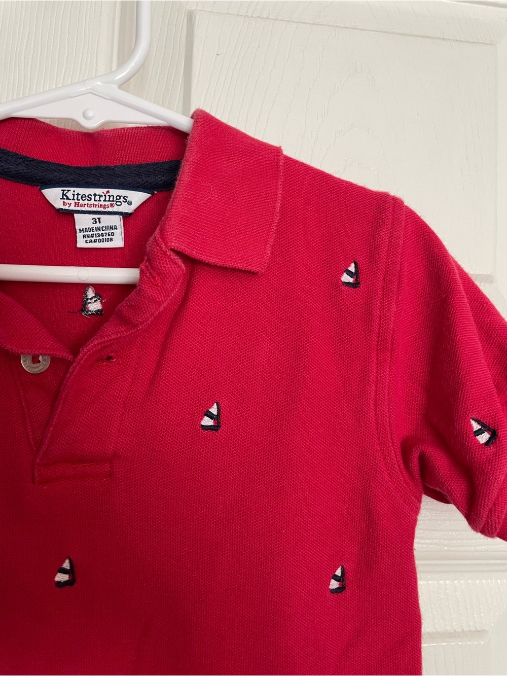 Kitestrings by Hartstrings 3T Boys Red Sailboat Embroidered Polo Shirt - Picture 2 of 8